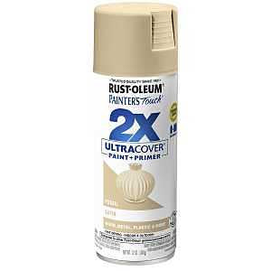Rust-Oleum Painter's Touch 2X Ultra Cover 334067 Spray Paint, Satin, Fossil, 12 oz, Aerosol Can