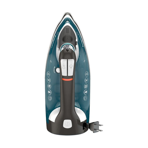 Black+Decker ICR19XS One Step Steam Cord Reel Iron, 1200 W, Blue, Stainless Steel