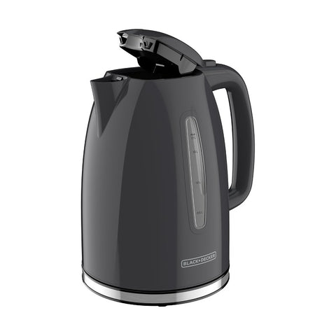 Black+Decker KE1555GY Rapid Boil Electric Kettle, 7 Cup, 1500 W, Gray, 8-1/2 in W, 9-1/2 in H, Automatic Shutoff Control