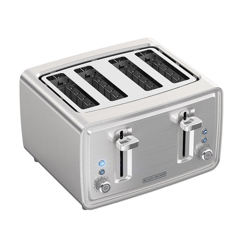 Black+Decker TR4900SSD Toaster, 1500 W, 4-Slice, 7, Stainless Steel, Silver