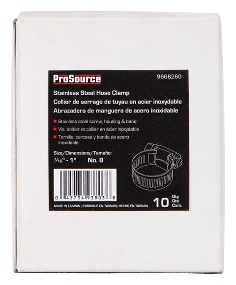 ProSource HCRSS08-3L Interlocked Hose Clamp, Stainless Steel, Stainless Steel, Pack of 10