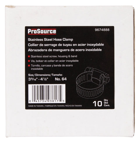 ProSource HCRSS64-3L Interlocked Hose Clamp, Stainless Steel, Stainless Steel, Pack of 10