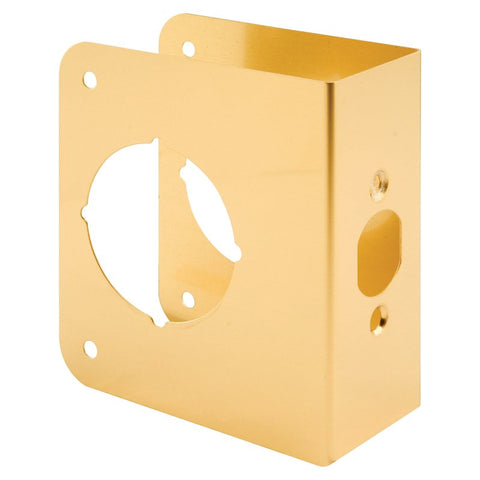 Prime-Line U 9558 Lock and Door Reinforcer, 2-3/4 in Backset, 1-3/4 in Thick Door, Brass, Brass, 4-1/2 in H, 4-5/16 in W