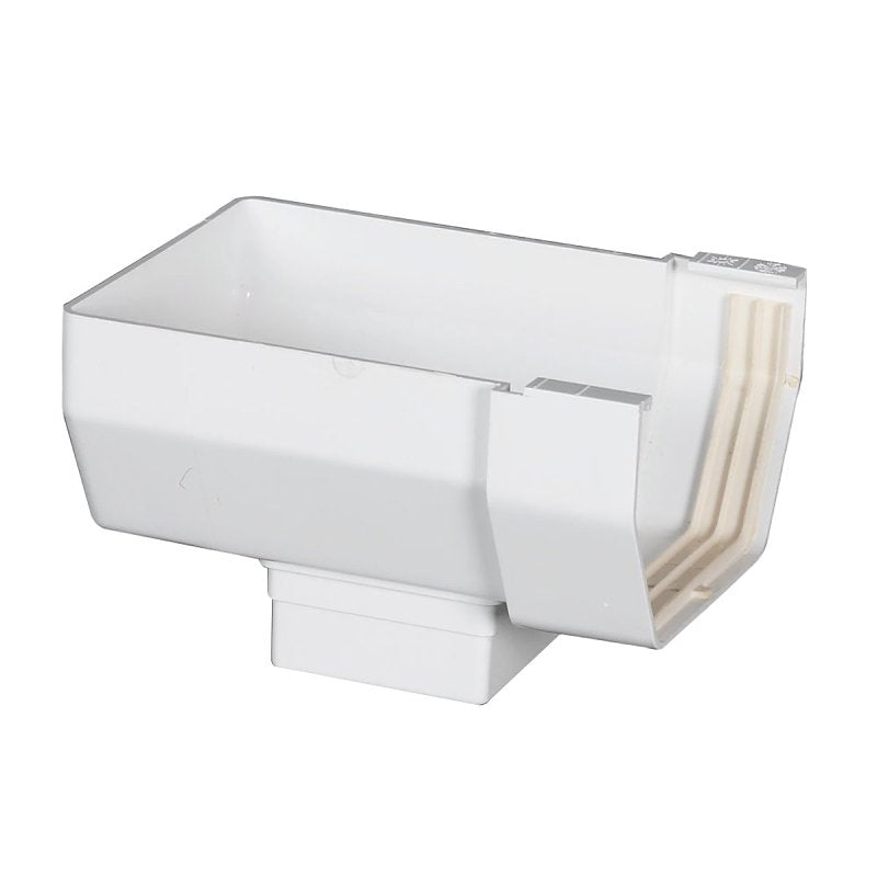 Amerimax T0509 Gutter End Drop with Outlet, 5 in W, Vinyl, White ...