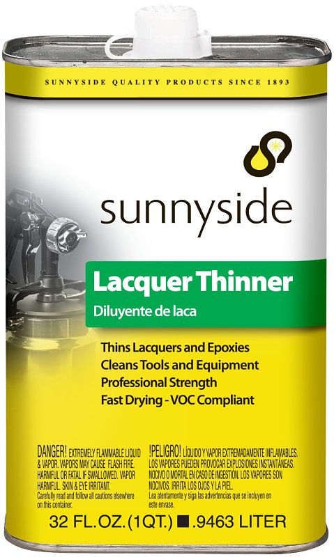 Sunnyside 47732 Lacquer Thinner, Liquid, Acetic, Clear, 1 qt Can