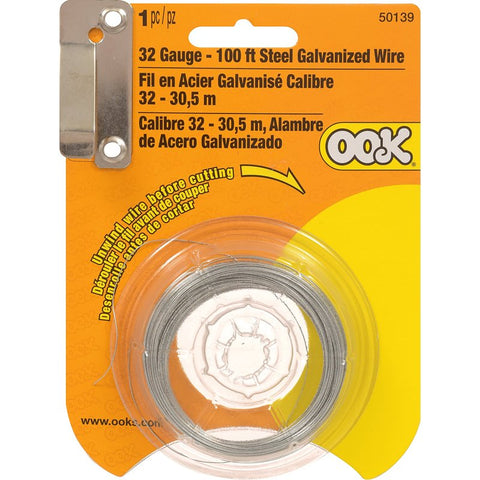 Hillman 50139 Utility Wire, 100 ft L, 32 ga Gauge, Steel, Galvanized