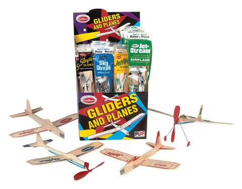 Paul Guillow Multi-Colored Balsa Wood Gliders and Planes