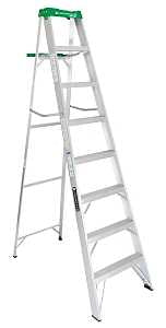 Louisville AS4000 Series AS4008 Step Ladder, 8 ft H, Type II Duty Rating, Aluminum, 225 lb, 7-Step
