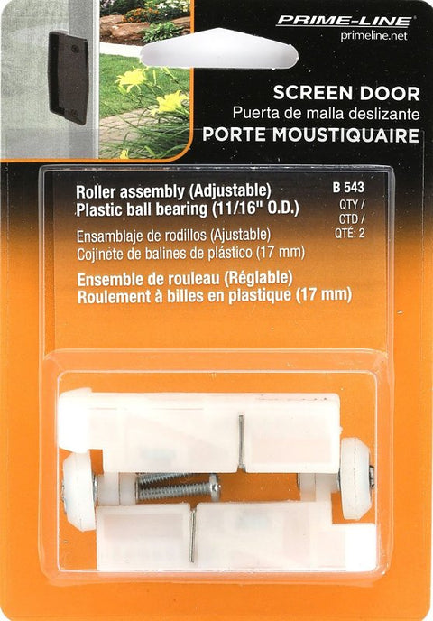 Prime-Line B 543 Roller Assembly, 11/16 in Dia Roller, Polyethylene Roller, Convex Roller, 5/8 in W, 2-3/8 in H, Nylon