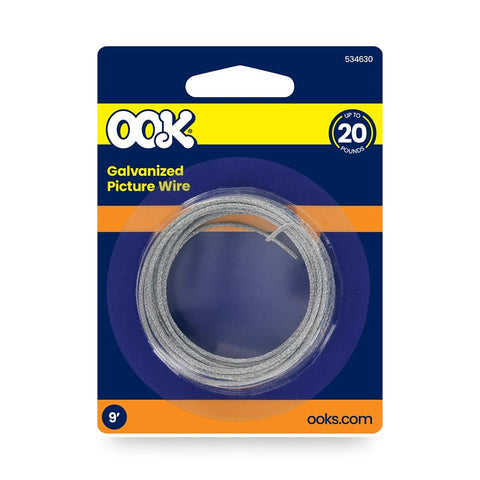 OOK 50122 Picture Hanging Wire, 9 ft L, Galvanized Steel, 20 lb, Pack of 12