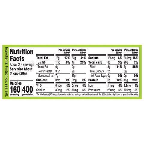 Wonderful No Shell Roasted/Salted Pistachios 2.5 oz Pegged, Pack of 8