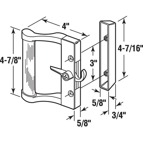 Prime-Line C 1023 Handleset, Aluminum/Wood, Zinc