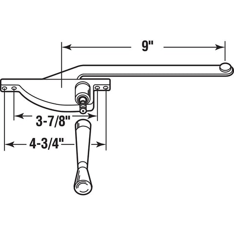 Prime-Line H 3505 Window Operator, 9 in L x 3-7/8 in W x 13-1/4 in H Dimensions, For: Older Steel Framed Windows