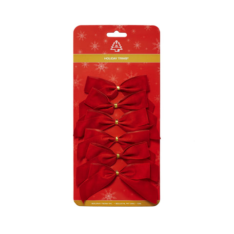 Holiday Trims Red 2 Loop Christmas Bow 3.5 in.