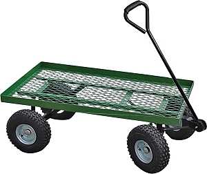 Landscapers Select YTL22114 Garden Cart, 600 lb, Steel Deck, 4-Wheel, 10 in Wheel, Pneumatic Wheel, Comfort-Grip Handle
