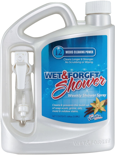 Wet & Forget 801064 Shower Cleaner, 64 oz, Bottle, Liquid, Soft Vanilla, Pale Yellow