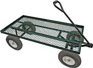 Landscapers Select YTL22115 Garden Cart, 1200 lb, Steel Deck, 4-Wheel, 13 in Wheel, Pneumatic Wheel, Green