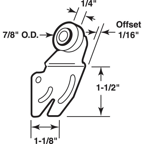 Prime-Line N 6840 Door Roller, 7/8 in Dia Roller, 1/4 in W Roller, Steel