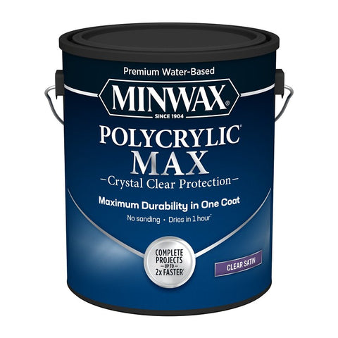 Minwax Polycrylic 655555555 Interior Wood Stain, Satin, Clear, Liquid, 1 gal, Pack of 2