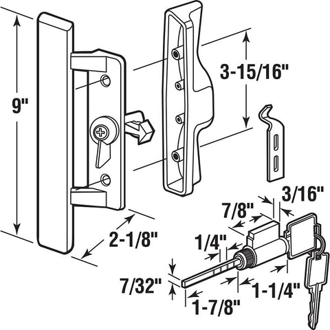 Prime-Line C 1064 Handleset, Aluminum, 2-1/8 in L