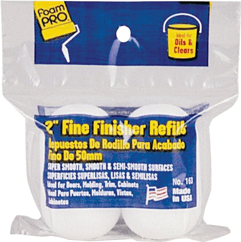 Foampro 163 Roller Refill, 3/8 in Thick Nap, 2 in L, Foam Cover