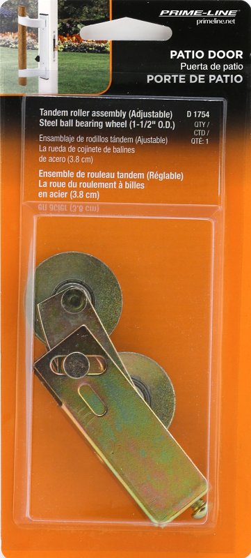 Prime-Line D 1754 Roller Assembly, 1-1/2 in Dia Roller, 5/16 in W Roller, Steel, 2-Roller, Plain Back Mounting