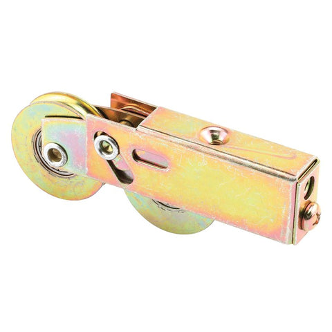 Prime-Line D 1754 Roller Assembly, 1-1/2 in Dia Roller, 5/16 in W Roller, Steel, 2-Roller, Plain Back Mounting