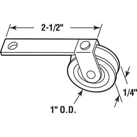 Prime-Line B 522 Center Grooved Roller Assembly, 1 in Dia Roller, 1/4 in W Roller, Steel Roller, Concave Roller, Steel