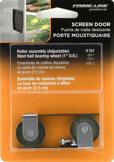 Prime-Line B 522 Center Grooved Roller Assembly, 1 in Dia Roller, 1/4 in W Roller, Steel Roller, Concave Roller, Steel