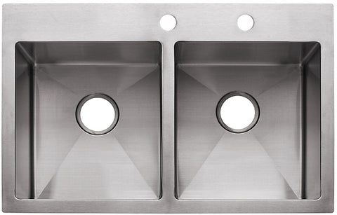 Franke Vector Series HF3322-2 Kitchen Sink, 22 in OAW, 9 in OAH, 33 in OAD, Stainless Steel, Polished Satin, Top