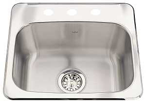 Kindred Steel Queen Series QSL1719-8-3N Bar/Prep Sink, 20 ga, 3-Deck Hole, 19-1/8 in OAW, 17 in OAH, Top, 1-Bowl