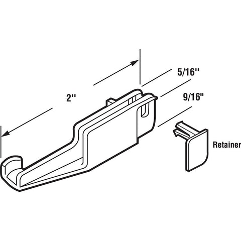 Prime-Line M 6090 Bottom Guide, Sliding, Plastic, White, For: Kinkead and Sterling Shower Doors