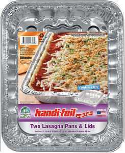 Handi-Foil Cook-n-Carry 20392-10 Lasagna Pan with Plastic Lid, 11-3/4 in OAL, Aluminum, Pack of 10