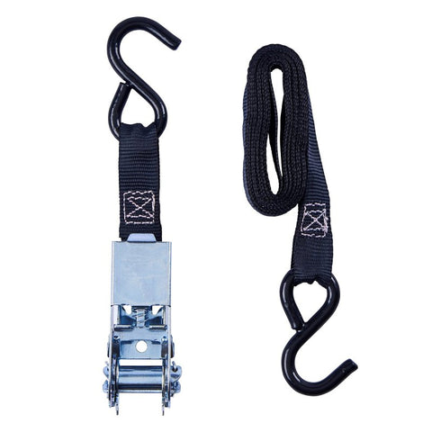 Keeper 89511 Tie-Down, 1 in W, 10 ft L, Polyester, Black, 400 lb, S-Hook End Fitting, Vinyl End Fitting, Pack of 12