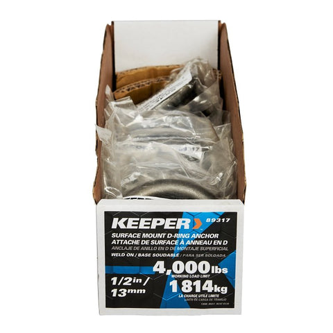 Keeper 89317-8C Surface Mount D-Ring Anchor, Heavy-Duty, unplaited, weldable steel