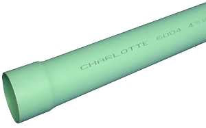 Charlotte Pipe S/M 06004 0600 Pipe, 4 in, 10 ft L, SDR 35, PVC, Green