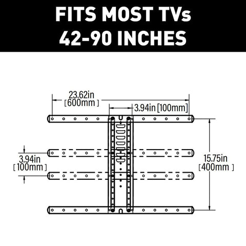 Sanus LLF225 Full-Motion TV-Mount, Steel, Black, Wall, For: 42 to 90 in, Up to 120 lb TVs