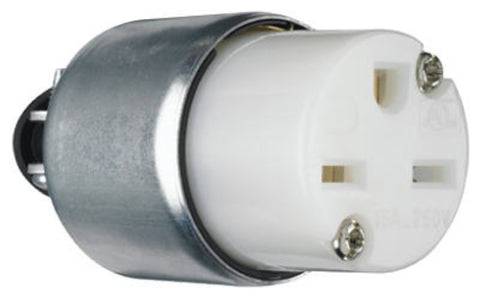 Legrand PS615CACC20 Armored Connector, 2 -Pole, 15 A, 250 V, NEMA: NEMA 6-15R, White