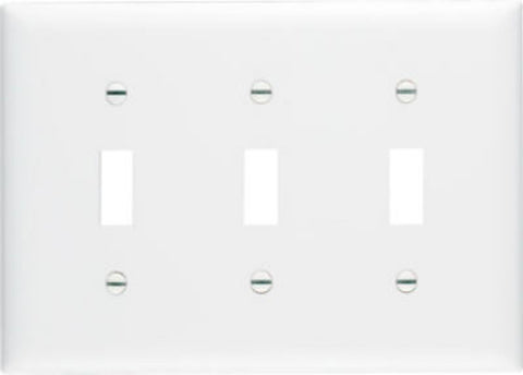 Legrand TP3WCC12 Switch Wallplate, 4.68 in L, 6-1/2 in W, 3 -Gang, Nylon, White