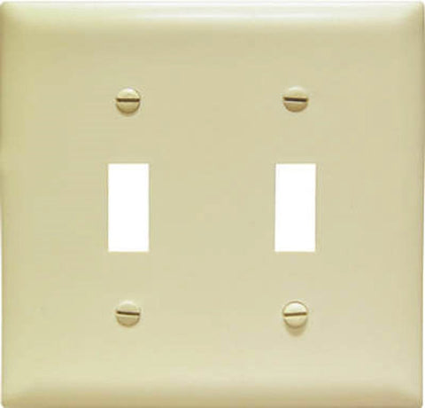 Legrand TradeMaster TPJ Series TPJ2ICC10 Wallplate, 5.0625 in L, 5-1/8 in W, 2-Gang, Plastic, Ivory, Matte