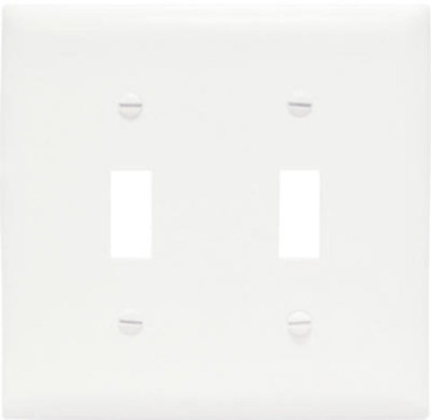 Legrand TPJ2WCC10 Wallplate, 4.93 in L, 4.87 in W, 2 -Gang, Nylon, White