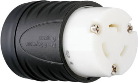 Legrand Turnlok L520CCCV3 Locking Connector, 2 -Pole, 20 A, 125 V, IP20, NEMA: NEMA L5-20R, Black/White