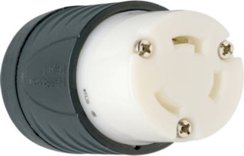 Legrand Turnlok L530CCCV3 Locking Connector, 2 -Pole, 30 A, 125 V, IP20, NEMA: NEMA L5-30R, Black/White