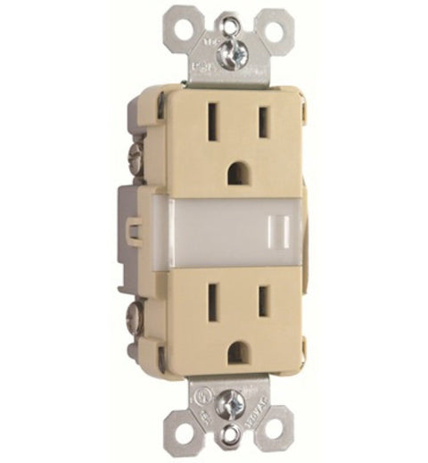Legrand Radiant Series NTL885TRICC6 Nightlight with Outlets, 15 A, 120/125 V, LED Lamp, Ivory