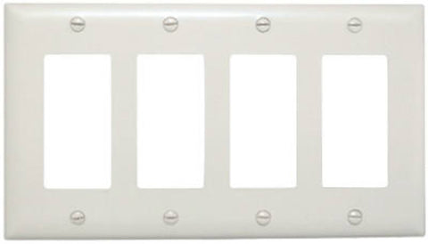 Legrand TradeMaster TP TP264WCC10 Wallplate, 5-1/2 in L, 4 -Gang, Nylon, White