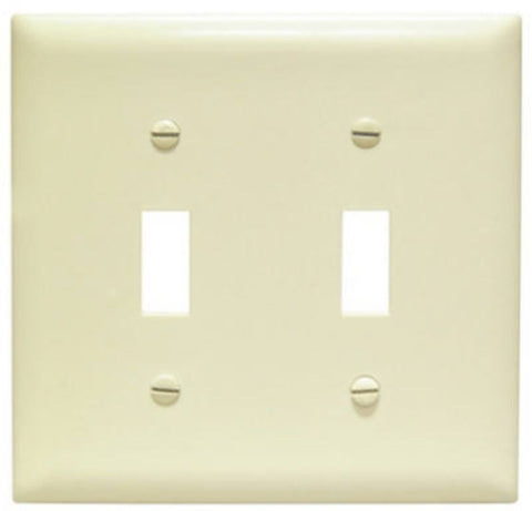 Legrand TradeMaster TP TP2-I Wallplate, 4.687 in L, 4-3/4 in W, 2 -Gang, Plastic, Ivory, Matte