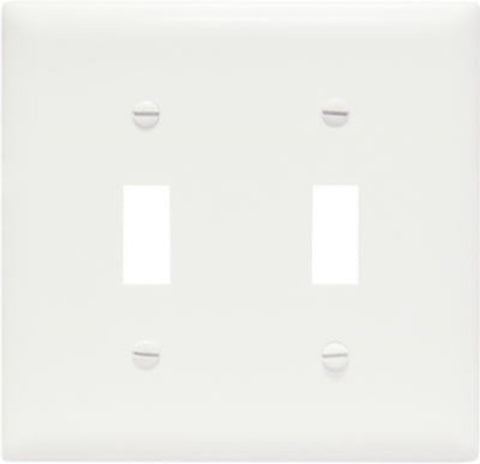Legrand TP2WCC30 Switch Wallplate, 4.68 in L, 4-3/4 in W, 2 -Gang, Nylon, White, Smooth