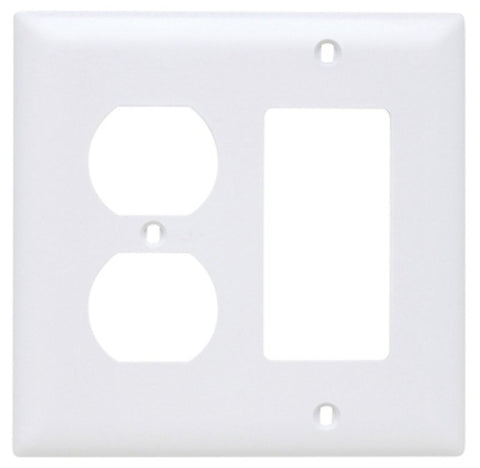 Legrand TradeMaster TP826WCC12 Combination Wallplate, 4.68 in L, 4-3/4 in W, 2 -Gang, Nylon, White