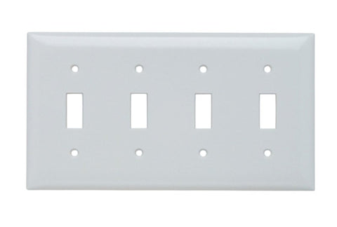 Pass & Seymour SP SP4WU Wallplate, 8.13 in L, 4-1/2 in W, 4 -Gang, Plastic, White, Pack of 10