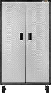 Gladiator GALG36CKXG Mobile Storage Cabinet, 225 lb, 5-Shelf, Steel, Silver Tread